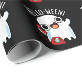 Hello-ween Funny Ghost Pun Dark BG Cadeaupapier (Rol Hoek)