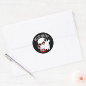 Hello-ween Funny Ghost Pun Dark BG Ronde Sticker (Envelop)