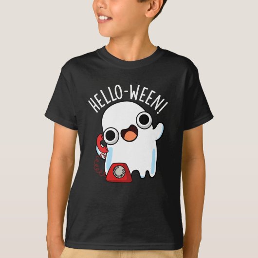 Hello-ween Grappige Spook Puns Donkere Achtergrond T-shirt (Voorkant)