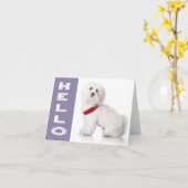 Hello White Maltese Puppy Dog Blank Note Card Kaart (Gele Bloem)