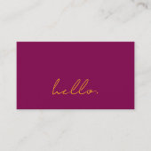 Hello Wine Pink Orange Script Typography Modern Visitekaartje (Voorkant)