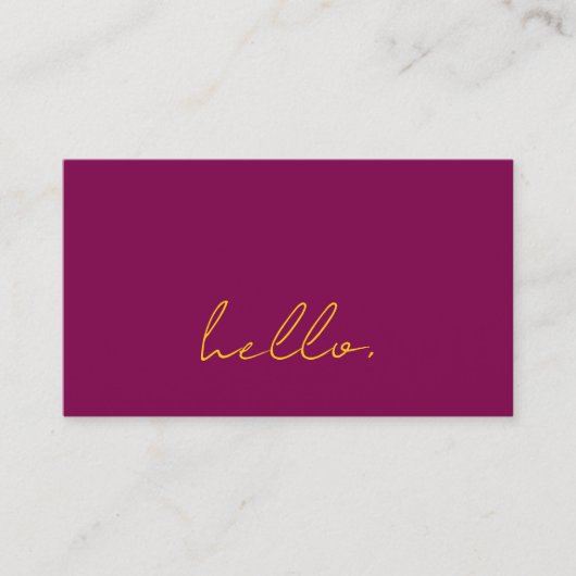 Hello Wine Pink Orange Script Typography Modern Visitekaartje (Voorkant)