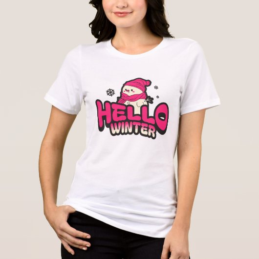 Hello Winter Cute Snowman  Tri-Blend Shirt (Voorkant)