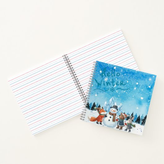 Hello Winter Hardcover Spiral Notebook Notitieboek (Binnen)