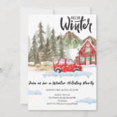 Hello Winter Holiday party -Snowflake Winter Party Kaart (Voorkant)