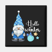 Hello Winter, Nordic Christmas Gnome  Magneet (Voorkant)