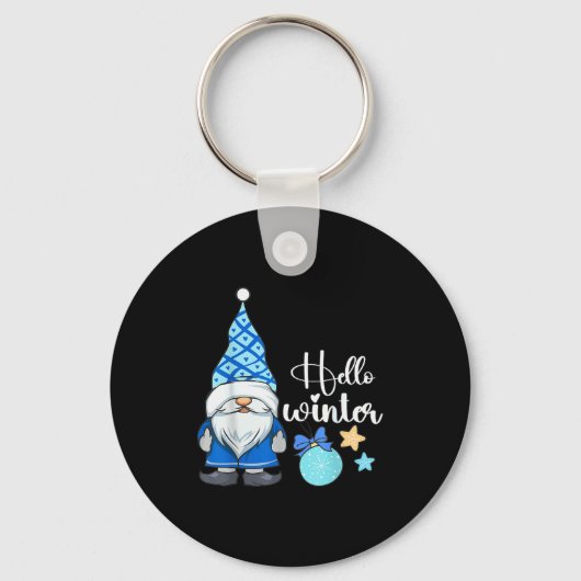 Hello Winter, Nordic Christmas Gnome Sleutelhanger (Voorkant)