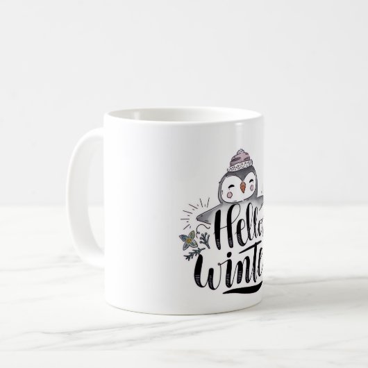 Hello Winter Penguin Mug Koffiemok (Voorkant links)