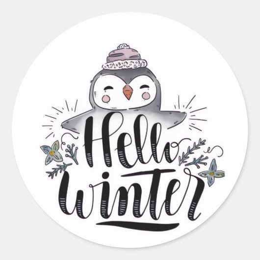 Hello Winter Penguin Sticker (Voorkant)