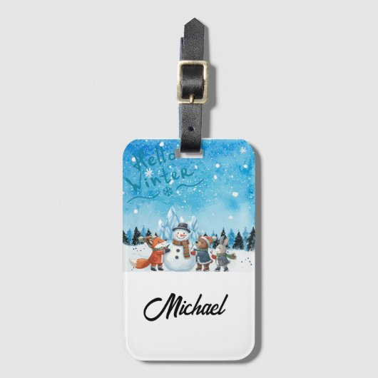 Hello Winter Personalized Luggage Tag Bagagelabel (Voorkant (verticaal))