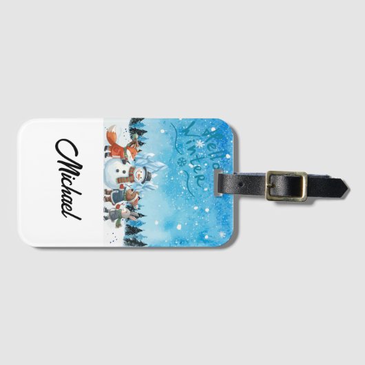 Hello Winter Personalized Luggage Tag Bagagelabel (Voorkant (horizontaal))