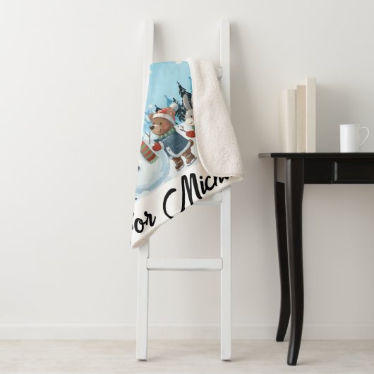 Hello Winter Personalized Sherpa Blanket Sherpa Deken (In situ)