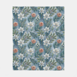 Hello Winter Pines & Flowers Fleece Deken