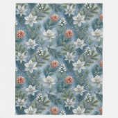 Hello Winter Pines & Flowers Fleece Deken (Voorkant)