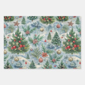 Hello Winter Pines & Flowers Inpakpapier Vel (Voorkant 3)