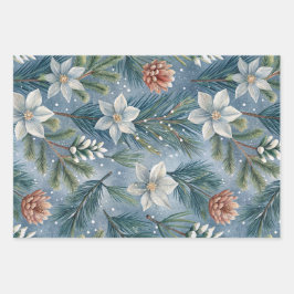 Hello Winter Pines & Flowers Inpakpapier Vel