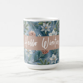 Hello Winter Pines & Flowers Koffiemok