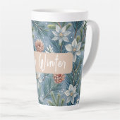 Hello Winter Pines & Flowers Latte Mok (Rechterhoek)