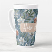 Hello Winter Pines & Flowers Latte Mok (Linkerhoek)
