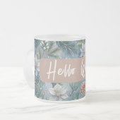Hello Winter Pines & Flowers Matglas Koffiemok (Voorkant links)