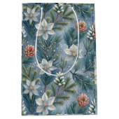 Hello Winter Pines & Flowers Medium Cadeauzakje (Voorkant)