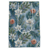 Hello Winter Pines & Flowers Medium Cadeauzakje (Achterkant)