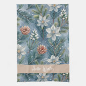 Hello Winter Pines & Flowers Theedoek (Verticaal)