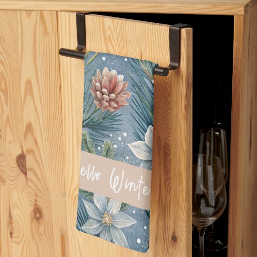 Hello Winter Pines & Flowers Theedoek (Derde Gevouwen)