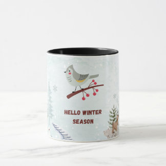 Hello Winter Season Mug – Cozy Hot Cocoa & Snow  Mok