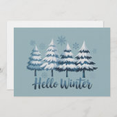 Hello Winter Season Vibes Trees Snowflakes Xmas Kaart (Voorkant / Achterkant)