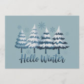 Hello Winter Season Vibes Trees Snowflakes Xmas Kaart (Voorkant)