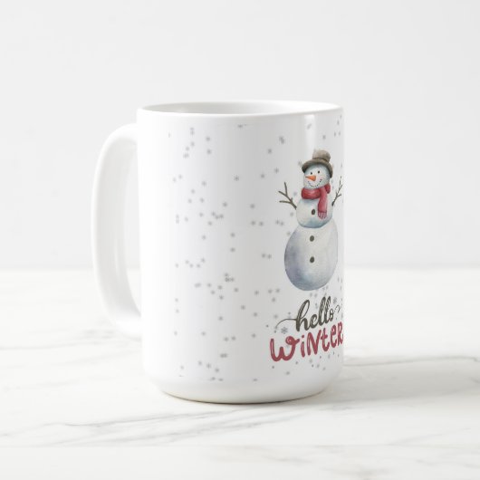 "Hello Winter" Snowman mug Koffiemok (Voorkant links)