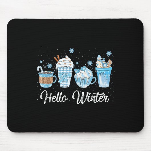 Hello Winter Sweet Cozy Coffee Lovers Snowman Chri Muismat (Voorkant)