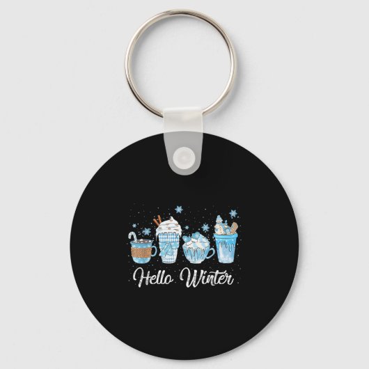 Hello Winter Sweet Cozy Coffee Lovers Snowman Chri Sleutelhanger (Voorkant)