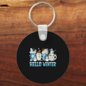 Hello Winter Sweet Cozy Coffee Lovers Snowman Chri Sleutelhanger (Voorkant)