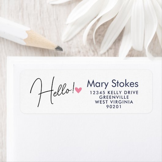 Hello with Heart Return Address Label | Cute Minim (Insitu)