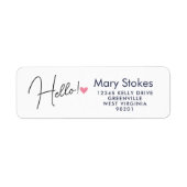 Hello with Heart Return Address Label | Cute Minim (Voorkant)