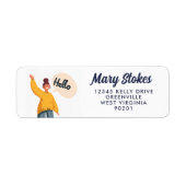 Hello Woman Illustration Return Address Label  (Voorkant)