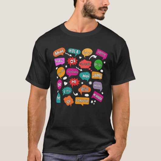 Hello Word in Different Languages Teacher Language T-shirt (Voorkant)