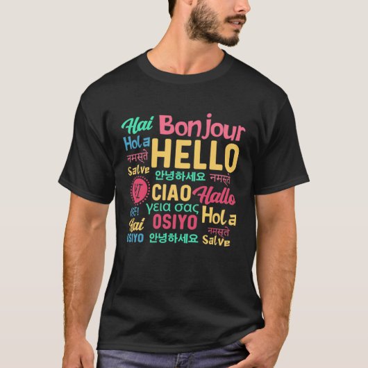 Hello Word In Different Languages Travel Journey T T-shirt (Voorkant)