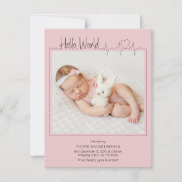 Hello, World Baby Announcement Card Aankondiging