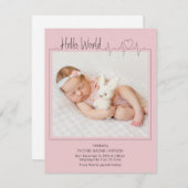 Hello, World Baby Announcement Card Aankondiging (Voorkant / Achterkant)