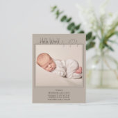 Hello, World Baby Announcement Card Aankondiging (Staand voorkant)