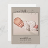 Hello, World Baby Announcement Card Aankondiging (Voorkant / Achterkant)