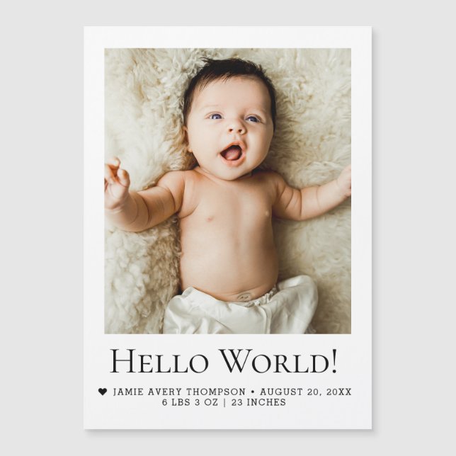 Hello world  Baby Photo Birth announcement (Voorkant)