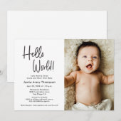 Hello World Modern Photo Meet & greet Baby Shower  Kaart (Voorkant / Achterkant)