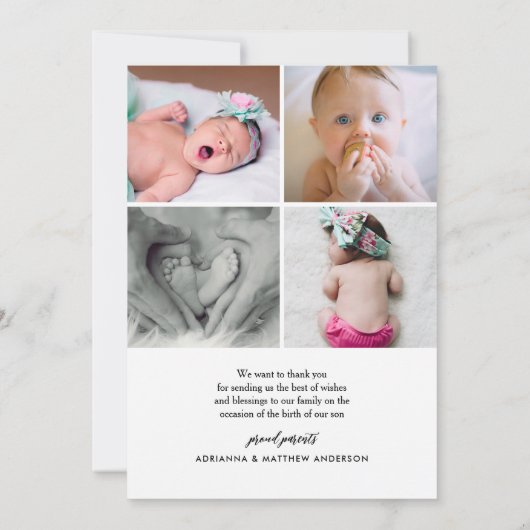 Hello World Modern Script Birth Announcement Aankondiging (Achterkant)