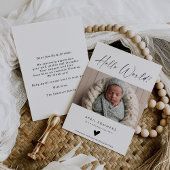 Hello World Photo Baby Birth Announcement Card Kaart