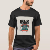 "Hello World" Retro Rotary Phone 70s Tech Graphic T-shirt (Voorkant)
