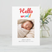 Hello World Thank You Birth Announcement Aankondiging (Staand voorkant)